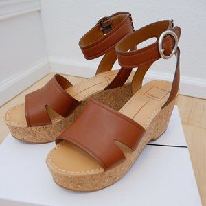 Dolve Vita Linda Wedges Leather Platform Sandals Size 6.5